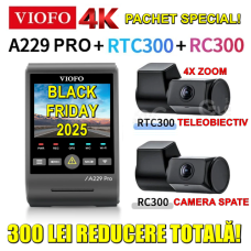 VIOFO A229 Pro Trio GPS PACHET SPECIAL: Camera față 4K + Camera teleobiectiv 2K + Camera spate Full HD VIOFO A229 Pro Trio GPS PACHET SPECIAL: Camera față 4K + Camera teleobiectiv 2K + Camera spate Full HD